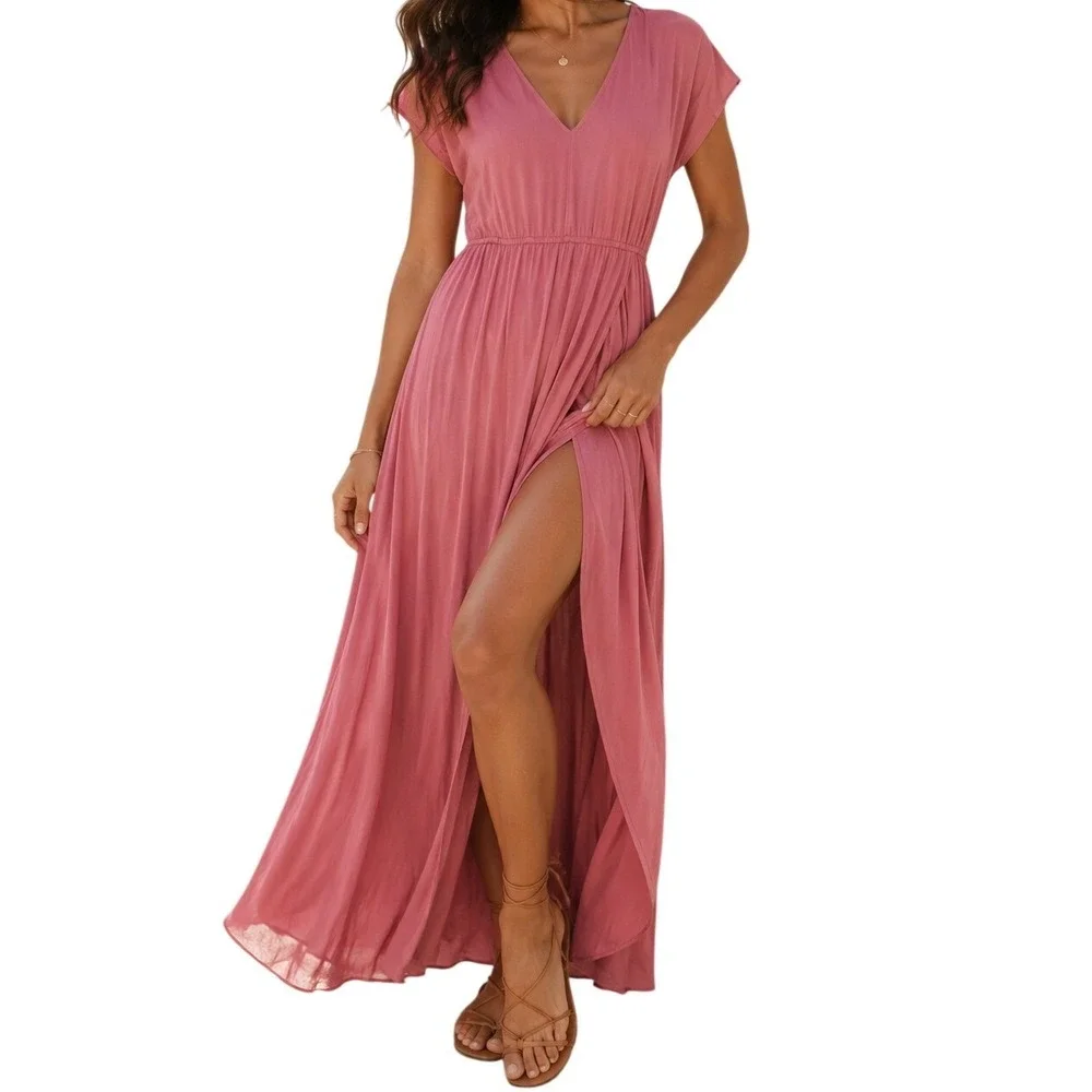 plus size long homecoming dresses Plus-Size Long Lace-Up Prom Ball Gown Dusty Mauve / 18